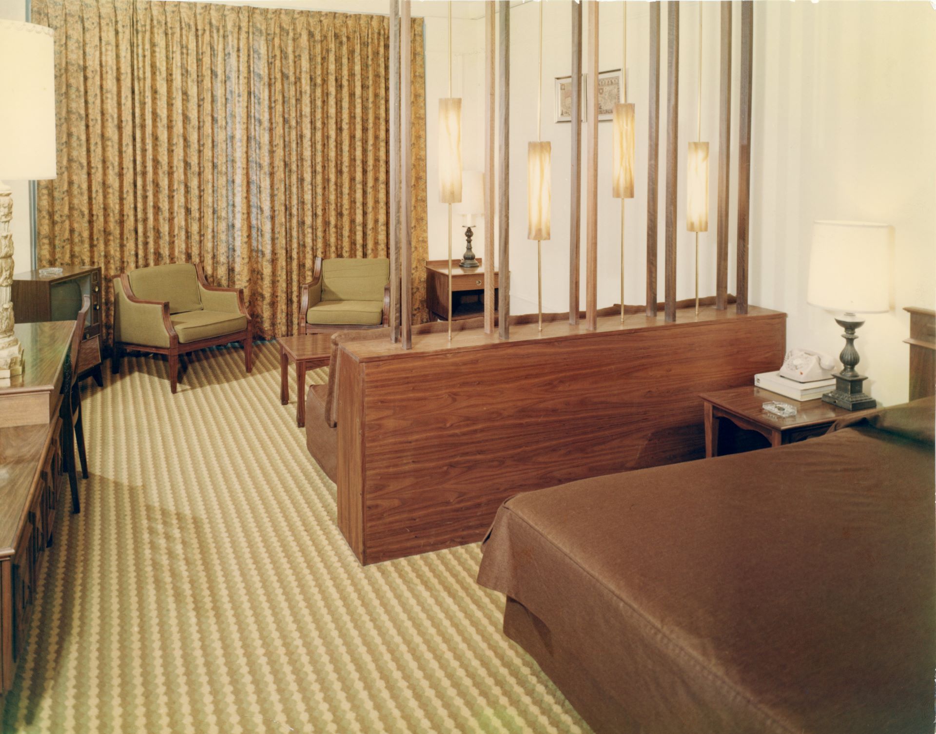 Hotel Vancouver 1970 mid-century modern guest room design and decor